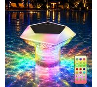 MQFORU Flotteur doseur chloré 7 Teintes pour Bassin et Bain Thermal, éclairage Solaire à lumières variées équipé de télécommande, Activation modulable adapté aux Grands bassins