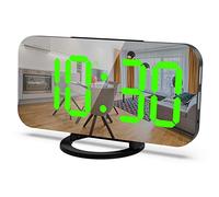 Mqruntoo Réveil Numérique avec Port de Chargeur USB réveil de la Chambre de Maquillage Mirror Travel Alarm Bureau Horloge Gros Bouton Snooze pour à Home Decor Blanc