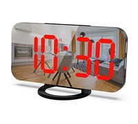 Mqruntoo Réveil Numérique avec Port de Chargeur USB réveil de la Chambre de Maquillage Mirror Travel Alarm Bureau Horloge Gros Bouton Snooze pour à Home Decor Blanc