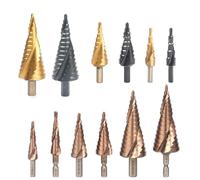 MQXFCZUX 5/9/15steps 4-32mm High Speed Steel Spiral Grooved Metal Conical Drill Bit HSS Step Cone Tools Bit(M35-6-(4-12mm)) MQXFCZUX