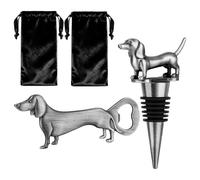 MR.BARWARE Cadeau teckel, joli ensemble sur le thème du teckel, bouchon de vin et décapsuleur, décoration de teckel, cadeau d'anniversaire, cadeau de vin, cadeau de bière pour les amateurs de teckel
