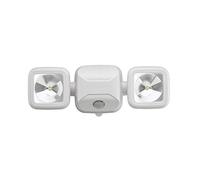 Mr. Beams MB3000 haute performance, sans fil, alimenté par piles LED, Détection de mouvement, Sécurité à faisceaux lumineux double tête, 500 lumens., Plastique, blanc, 1-Pack