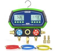 MR CARTOOL L302 Manometre Climatisation Voiture Numérique Manifold Manomètre Réfrigération Jauge avec 3 Flexibles 90 Fluides Frigorigènes pour Climatisation R32 R410A