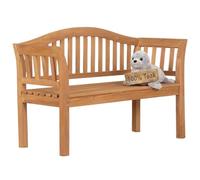 MR. DEKO® Banc de jardin Wave en teck | Banc en bois avec dossier | Banc de frison pour l'extérieur | 2 places 128 x 53 x 85 cm | Banc massif et résistant aux intempéries pour le jardin, le balcon, la