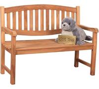 MR. DEKO Bradford Banc de jardin en teck | Banc en bois avec dossier | Banc de frison pour l'extérieur | 2 places 120 x 57 x 94 cm | Banc en teck massif et résistant aux intempéries pour jardin
