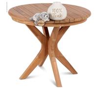 MR. DEKO® Burton Table Ronde Teck Massif | résistante intempéries | Meuble extérieur Durable | Montage Simple | Design élégant Jardin terrasse Balcon