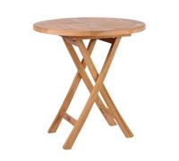 MR. DEKO Sutton Table de Jardin Ronde Teck Massif | Table Pliante Ø 70 cm Hauteur 75 cm | Meuble Extérieur Gain de Place Terrasse Balcon | Bois Robuste Résistant Intempéries