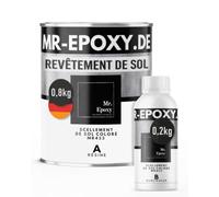 Mr. Epoxy Résine Époxy Sol (1kg, RAL 3005 - Rouge vin) - Peinture Époxy Bi-Composant pour Garage, Terrasse & Béton - Revêtement Sol Extérieur & Intérieur