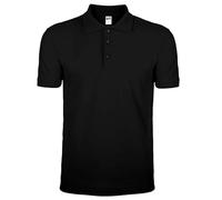 Mr. Gadgets Polo pour homme, manches courtes, vêtement de travail, T-shirt en 100 % coton piqué, T-shirt uni avec col et boutons, Noir , L