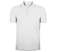 Mr. Gadgets Polo pour homme, manches courtes, vêtement de travail, T-shirt en 100 % coton piqué, T-shirt uni avec col et boutons, Blanc., L