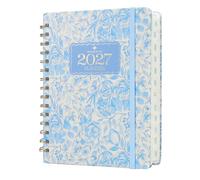 Mr. Pen - Agenda 2027, planificateur hebdomadaire et mensuel pour femme, motif floral bleu, agenda de planification à couverture rigide, reliure à spirales, poche intérieure, 16 cm x 21,6 cm