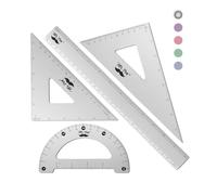 Mr. Pen Kit de géométrie en métal - Lot de 4 équerres, rapporteurs, règles en aluminium, triangles de dessin