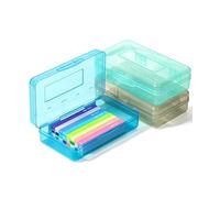 Mr. Pen - Lot de 3 boîtes à crayons transparentes, avec couvercle hermétique, organiseur en plastique, bleu/menthe/fumé, 20,1 x 11,4 x 6,1 cm