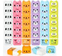 Mr. Pen - Lot de 36 gommes à crayons avec housse et rouleau, thème animal, jolies gommes pour enfants