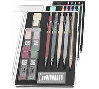 Mr. Pen Lot de 5 porte-mines vintage (0,3, 0,5, 0,7, 0,9, 2 mm), 5 mines HB et 10 recharges de gomme, crayons à dessin de précision pour croquis, écriture et œuvres d'art
