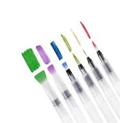 Mr. Pen - Lot de 6 stylos pinceaux aquarelle, 3 pointes et 3 pointes plates, poils en nylon, stylos aquarelle rechargeables pour acrylique, gouache, crayons, idéal pour les artistes, le dessin, les