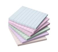 Mr. Pen - Notes adhésives lignées, 7,6 x 7,6 cm, 6 blocs, 45 feuilles/bloc, couleur pastel, notes adhésives avec lignes, autocollants lignés, bloc-notes autocollant, pour bureau, école, maison, étude