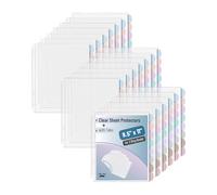 Mr. Pen - Protège-feuilles transparents avec 8 onglets, 2 ensembles, intercalaires en plastique pour classeur à 3 anneaux, intercalaires intercalaires multicolores
