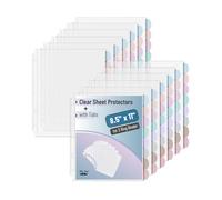 Mr. Pen - Protège-feuilles transparents avec 8 onglets, 2 ensembles, intercalaires en plastique pour classeur à 3 anneaux, intercalaires intercalaires multicolores