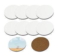 MR.R 10 Pièces Sublimation Blanks Round Cup MDF Coasters, Bois cru Dos Hardboard Coasters, Transfert de Chaleur Absorbant pour Les Boissons, Fournitures de fête et Bricolage Artisanal