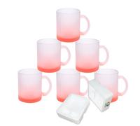 MR.R 11 oz Lot de 6 tasses en verre rouge givré pour sublimation, tasses à café avec poignée pour transfert de revêtement thermique thermique