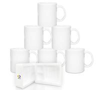 MR.R Ensemble de 6 Blancs de Sublimation Lave-Vaisselle Blanc Tasses à Café en Céramique 11 oz Blanc en Céramique Classique Tasse à Boire Tasse pour Lait Thé Cola Eau