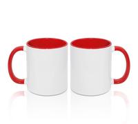 MR.R Lot de 2 tasses à café vierges de 325 ml avec intérieur et poignée de couleur rouge
