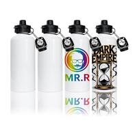 MR.R Lot de 4 bouteilles blanches en aluminium pour sublimation - 600 ml - Pour impression par transfert à chaud