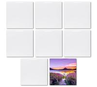 MR.R Lot de 8 carreaux de céramique blancs brillants 20 x 20 cm pour impression par transfert à chaud, cadre photo personnalisé mariage, cadeau anniversaire, décoration