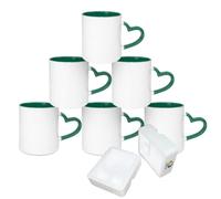 MR.R Sublimation Blanks Tasse en céramique pour lave-vaisselle, tasse à revêtement vierge, tasses vierges par sublimation, tasse classique avec intérieur de couleur noire et poignée en cœur, 325 ml,