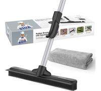 MR.SIGA Balai en caoutchouc 3 en 1 avec poignée et bouche d'aspiration Balai pour enlever les poils d'animaux de compagnie Chats Chiens Brosse à poils de sol pour tapis Bois dur Carrelage Nettoyage de