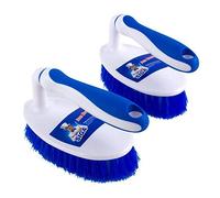 MR.SIGA Brosse à récurer usage intensif, avec poignée confort. Lot de 2 pièces Blanc et Bleu.