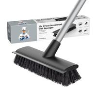 MR.SIGA Brosse à sol avec long manche, brosse à récurer 2 en 1 & raclette à eau