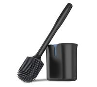 MR.SIGA Brosse WC, Brosse Toilette en Silicone avec Support, Montage Mural | Brosse Toilette WC, Montage Mural ou au Sol, Balayette WC Suspendue pour Salle de Bain, Facile à Laver et Sèche Rapide, Noir