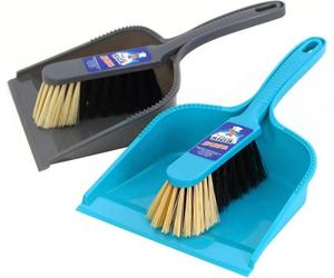 MR.SIGA Ensemble de balayage Pelle et balai à fermeture automatique, Lot de 2, Bleu & Gris