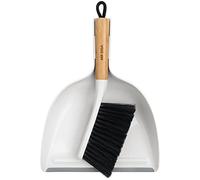 MR.SIGA Ensemble Pelle et Balayette, Petite Pelle Balayette de Table | Pelle et Balayette de Table avec Manche en Bambou, Petit Balai Ramasse Poussière avec Poignée de Suspension, Lot de 1, Blanc