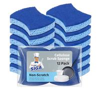 MR.SIGA Éponge à Récurer en Cellulose Anti-Rayures, Éponge à Vaisselle Double Face pour Cuisine, Lot de 12