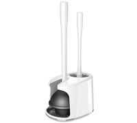 MR.SIGA Lot de 1 déboucheur et Brosse de Cuvette avec Support | Brosse de Toilette Robuste et Piston pour Le Nettoyage de la Salle de Bain, Blanc