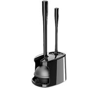 MR.SIGA Lot de 1 déboucheur et Brosse de Cuvette avec Support, Brosse de Toilette Robuste et Piston pour Le Nettoyage de la Salle de Bain, Noir