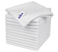 MR.SIGA Lot de 12 Chiffons de Nettoyage, Serviettes en Microfibre Tout Usage, Torchon de Nettoyage, Taille 32 x 32 cm, Blanc