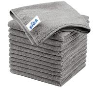 MR.SIGA Lot de 12 Chiffons de Nettoyage, Serviettes en Microfibre Tout Usage, Torchon de Nettoyage, Taille 32 x 32 cm, Gris