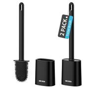 MR.SIGA Lot de 2 Brosses Toilettes WC avec Supports, Brosse WC Silicone, Balai Toilette WC Suspendu pour Salle de Bain, Noir