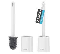 MR.SIGA Lot de 2 Brosses Toilettes WC avec Supports, Brosse WC Silicone, Balai Toilette WC Suspendu pour Salle de Bain, Blanc