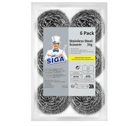 MR.SIGA Lot de 6 Éponges à Récurer en Acier Inoxydable pour Vaisselle