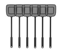 MR.SIGA Lot de 6 Tapettes à Mouches en Plastique Robuste avec Long Manche, Noir