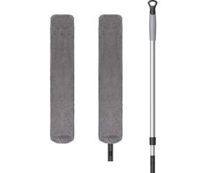 MR.SIGA plumeau en microfibre, balai d'angle, raclette à poussière, manche long télescopique, balai télescopique, brosse à poussière lavable pour plafond, sol, meubles et armoires, flexible