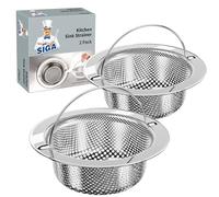 Mr.SlGA 2 Pcs Filtres à Évier de Cuisine en Acier Inoxydable, Crépine de Vidange d'évier avec Poignée, Diamètre Intérieur 8 cm - Profondeur 3 cm