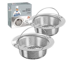 Mr.SlGA 2 Pcs Filtres à Évier de Cuisine en Acier Inoxydable, Crépine de Vidange d'évier avec Poignée, Diamètre Intérieur 8 cm - Profondeur 3 cm
