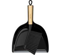 MR.SlGA Set pelle à poussière et brosse avec manche en bambou, Noir
