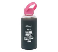 Mr. Wonderful Bouteille - État civil : molando mille - Bouteille en verre sans BPA avec bande en silicone - Capacité 470 ml
